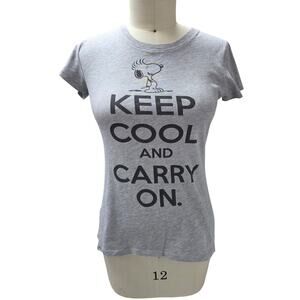 Peanuts Snoopy “Keep Cool and Carry On” Gray Graphic Tee – Size L